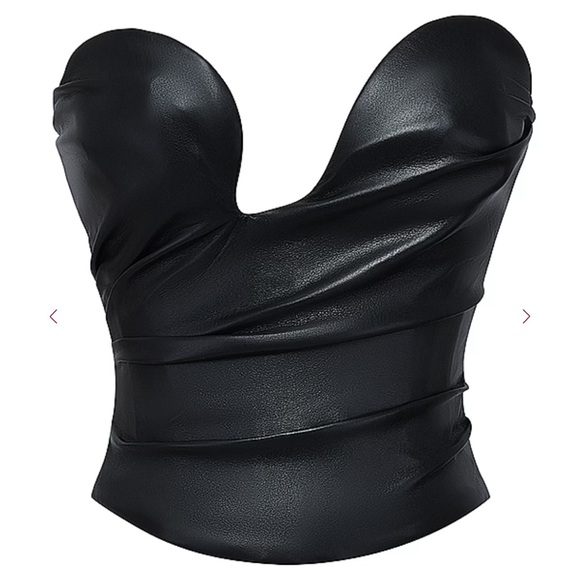 HOUSE OF CB Saffira Black Plunge Vegan Leather Corset. Size Small. New With Tags - Picture 4 of 13